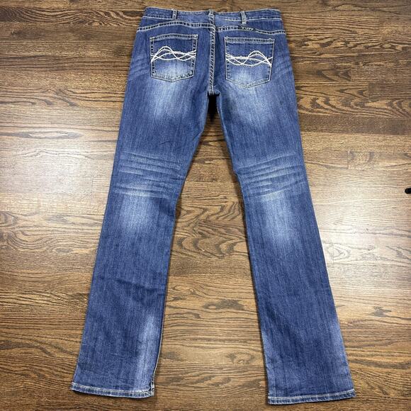 Cowgirl Tuff Co Jeans Womens 32x37 Blue Don't Fence Me In Bootcut Western - Picture 11 of 12